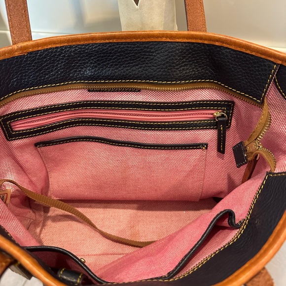 Dooney & Bourke Navy and Brown Leather Tote with dust bag - Picture 2 of 6
